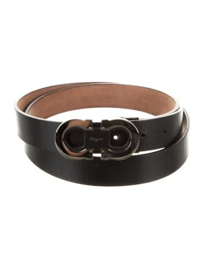Pre-owned Ferragamo Leather Belt Kit In Black
