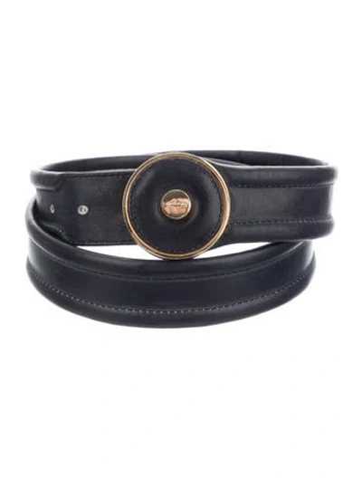 Pre-owned Ferragamo Leather Belt Kit In Blue