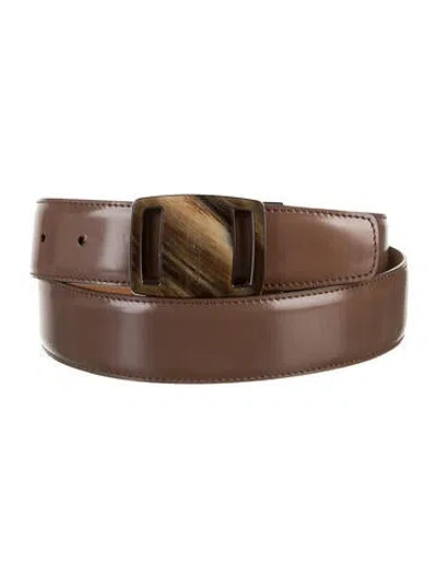 Pre-owned Ferragamo Leather Belt Kit In Brown