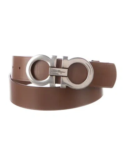 Pre-owned Ferragamo Leather Belt Kit In Brown