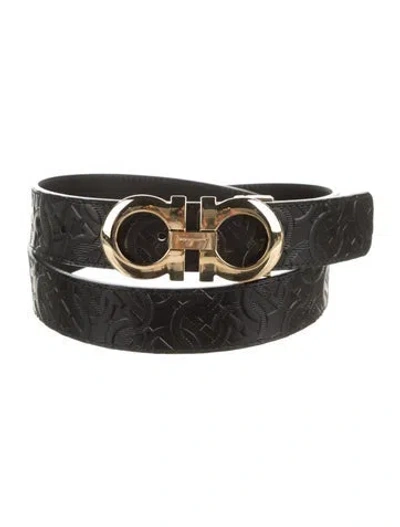 Pre-owned Ferragamo Leather Belt Kit W/ Tags In Black