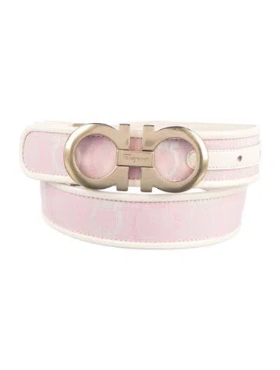 Pre-owned Ferragamo Leather Belt In Pink/white
