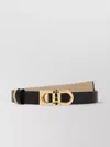 Ferragamo Leather Belt Reversible Adjustable Length Gold-tone Buckle In Black
