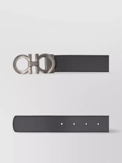 Ferragamo Leather Belt Reversible Design In Black