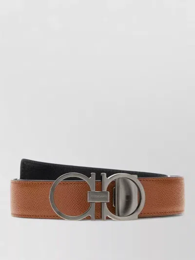 Ferragamo Leather Belt Reversible Design Adjustable Length In Brown