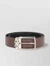 Ferragamo Leather Belt Reversible Design Silver Buckle In Brown