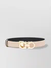 FERRAGAMO LEATHER BELT WITH ADJUSTABLE LENGTH AND GOLD-TONE HARDWARE