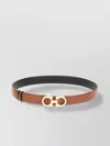 Ferragamo Leather Belt With Adjustable Length And Reversible Design In Brown