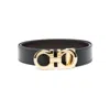 Ferragamo Reversible Belt With Adjustable Fit And Polished Finish In Black