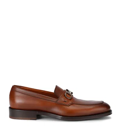 Ferragamo Leather Benedict Loafers In Brown