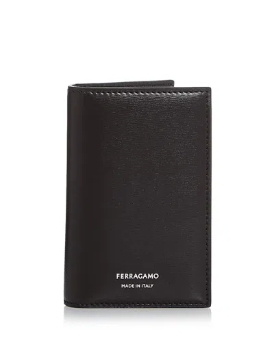 Ferragamo Leather Bifold Card Case In Brown