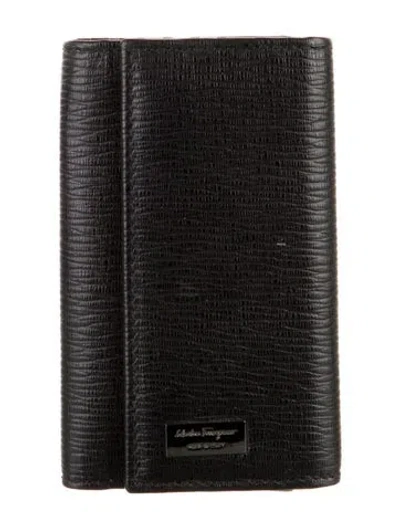 Pre-owned Ferragamo Leather Bifold Wallet In Black