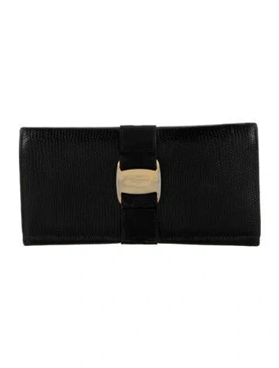 Pre-owned Ferragamo Leather Bifold Wallet In Black