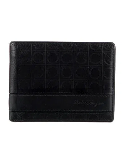 Pre-owned Ferragamo Leather Bifold Wallet In Black