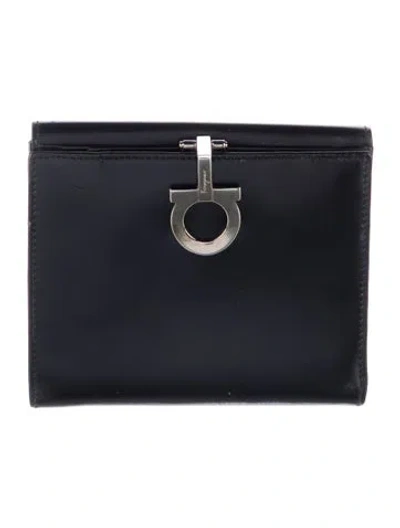 Pre-owned Ferragamo Leather Bifold Wallet In Black