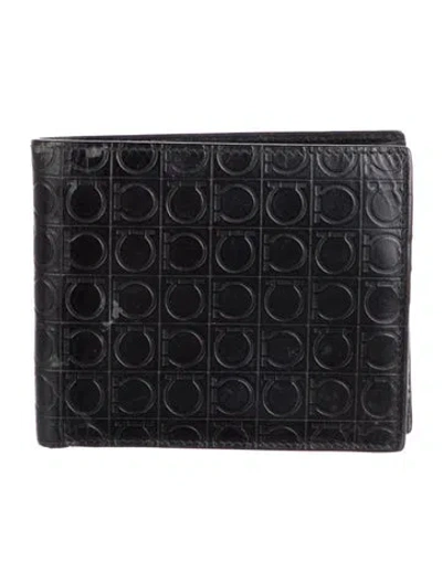 Pre-owned Ferragamo Leather Bifold Wallet In Black
