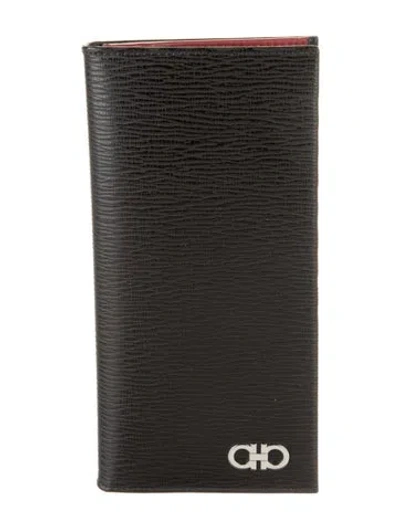 Pre-owned Ferragamo Leather Bifold Wallet In Black