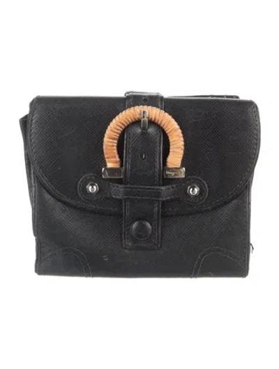 Pre-owned Ferragamo Leather Bifold Wallet In Black