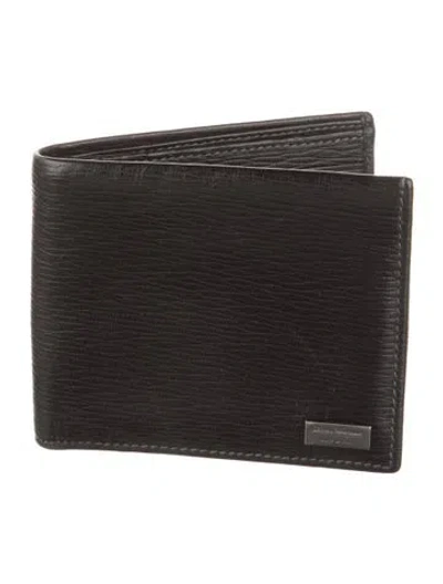 Pre-owned Ferragamo Leather Bifold Wallet In Black