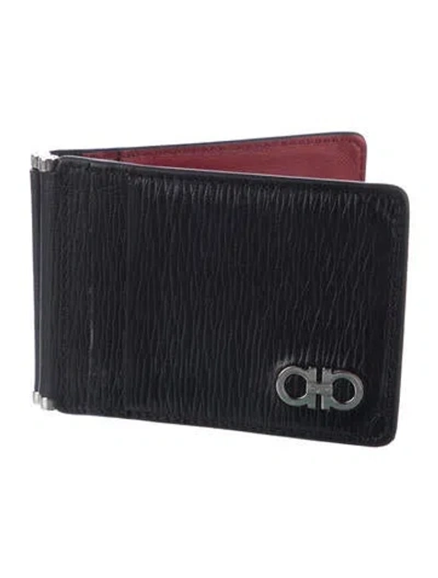 Pre-owned Ferragamo Leather Bifold Wallet In Black