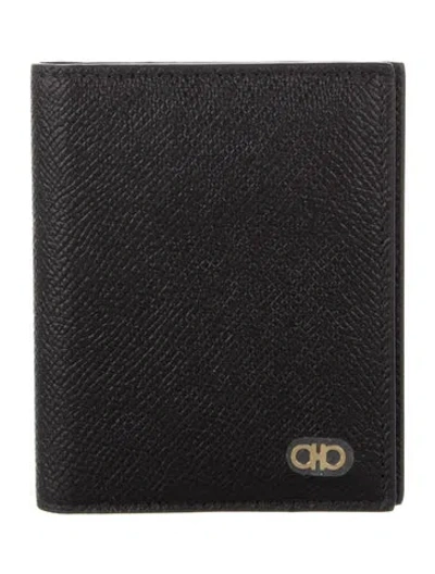Pre-owned Ferragamo Leather Bifold Wallet In Black