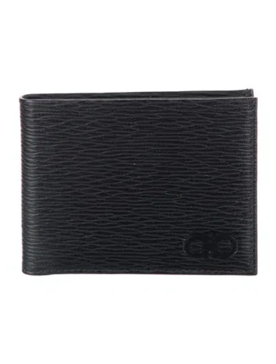 Pre-owned Ferragamo Leather Bifold Wallet In Black