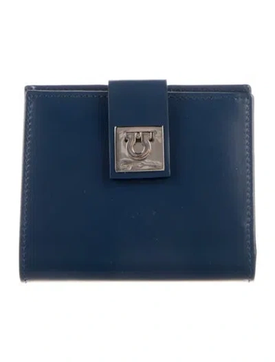 Pre-owned Ferragamo Leather Bifold Wallet In Blue