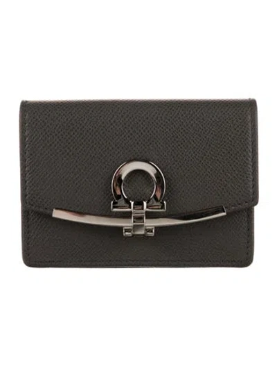 Pre-owned Ferragamo Leather Bifold Wallet In Gray