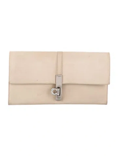 Pre-owned Ferragamo Leather Bifold Wallet In Neutral