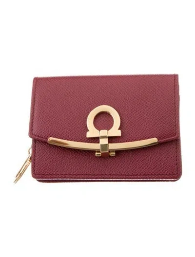 Pre-owned Ferragamo Leather Bifold Wallet In Red