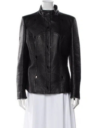 Pre-owned Ferragamo Leather Biker Jacket In Black