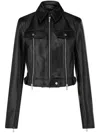 Ferragamo Biker Jacket With Vertical Zip Detail In Black