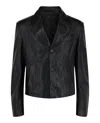 Ferragamo Slim-cut Single-breasted Leather Blazer In Black
