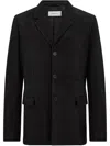 Ferragamo Leather Blazer In Black