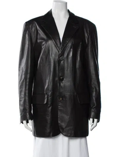 Pre-owned Ferragamo Leather Blazer In Black