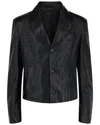 Ferragamo Slim-cut Single-breasted Leather Blazer In Black