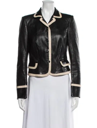 Pre-owned Ferragamo Leather Blazer In Black