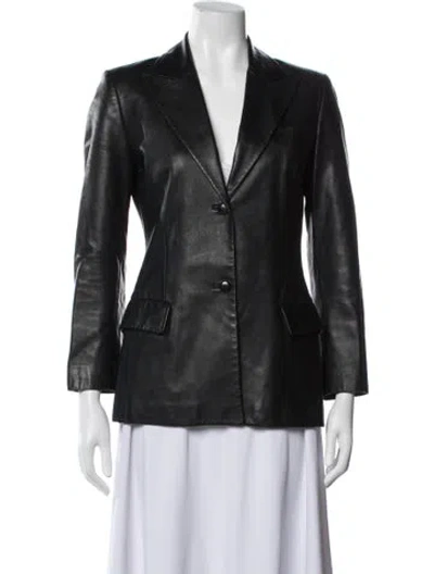 Pre-owned Ferragamo Leather Blazer In Black