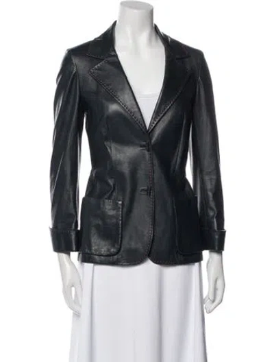 Pre-owned Ferragamo Leather Blazer In Blue