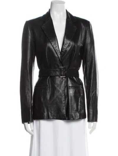 Pre-owned Ferragamo Leather Blazer In Gray