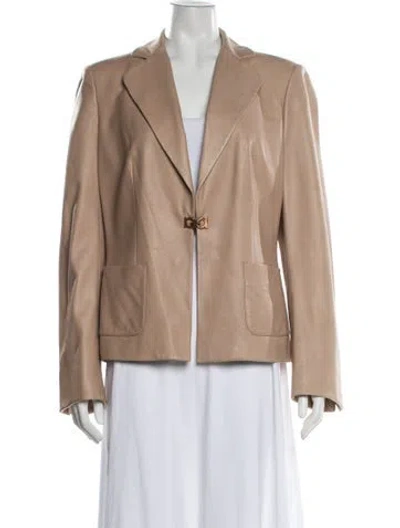 Pre-owned Ferragamo Leather Blazer In Neutrals