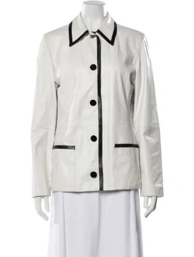 Pre-owned Ferragamo Leather Blazer In White