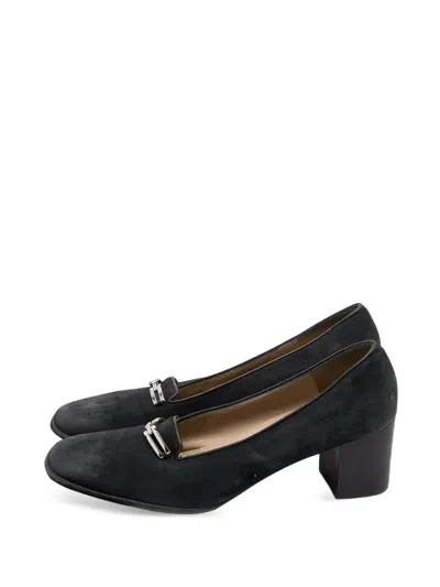 Pre-owned Ferragamo Leather Block-heel Pumps In Black