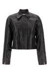 Ferragamo Short Leather Jacket With Collar And Zipper In Black