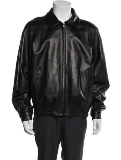 Pre-owned Ferragamo Leather Bomber Jacket In Brown