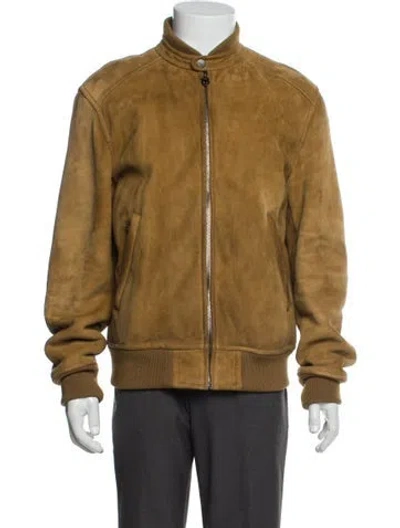 Pre-owned Ferragamo Leather Bomber Jacket In Brown