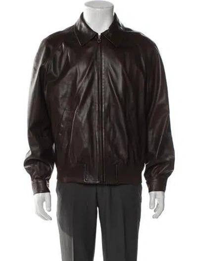 Pre-owned Ferragamo Leather Bomber Jacket In Brown