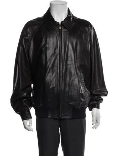 Pre-owned Ferragamo Leather Bomber Jacket In Brown