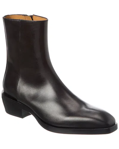 Ferragamo Fuerte Leather Ankle Boots In Black