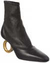 Ferragamo Leather Bootie In Black